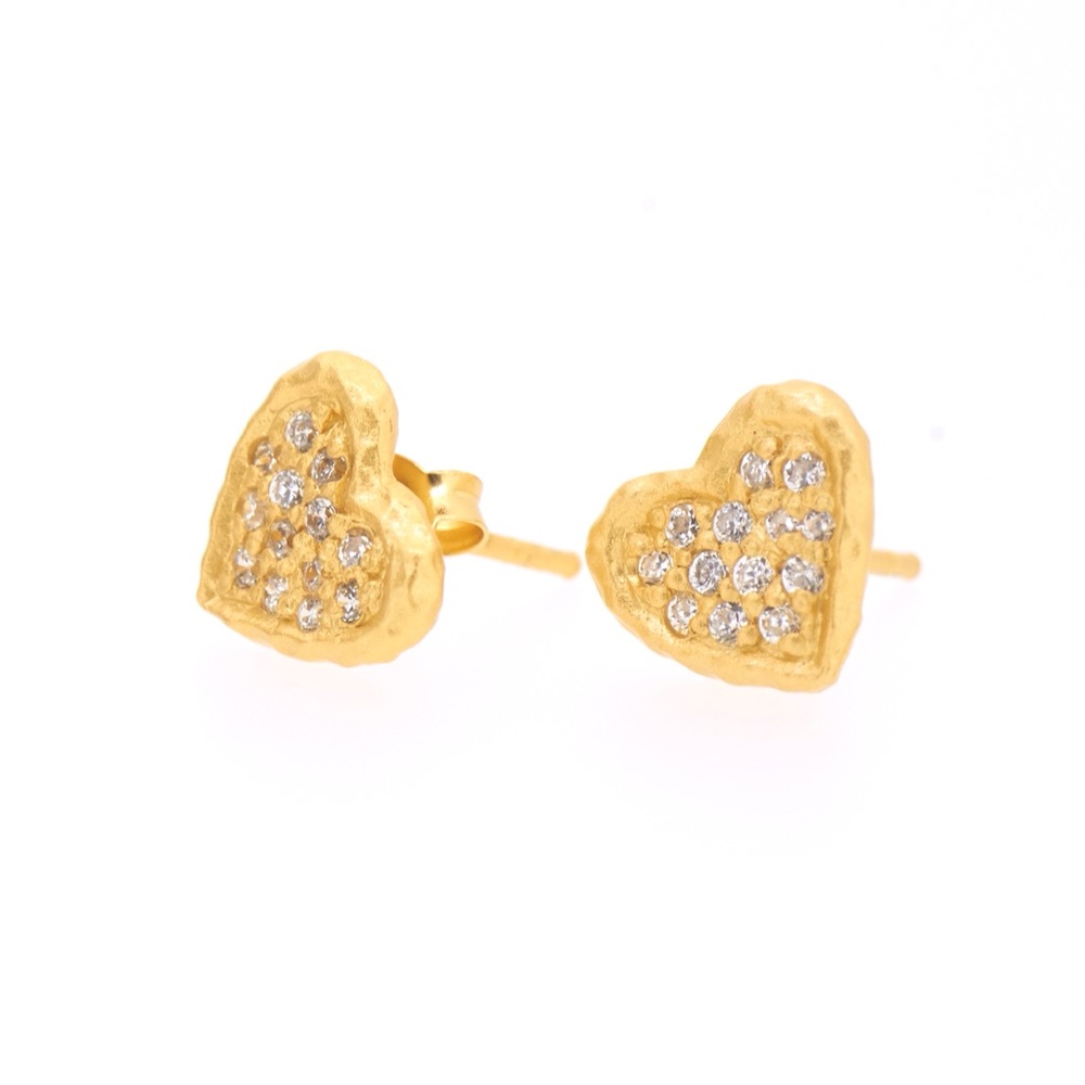 Heart Studs 14k Vermeil and CZ's